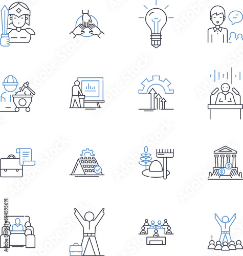 Work capacity line icons collection. Efficiency, Stamina, Endurance, Productivity, Resilience, Strength, Projectability vector and linear illustration. Agility,Flexibility,Consistency outline signs