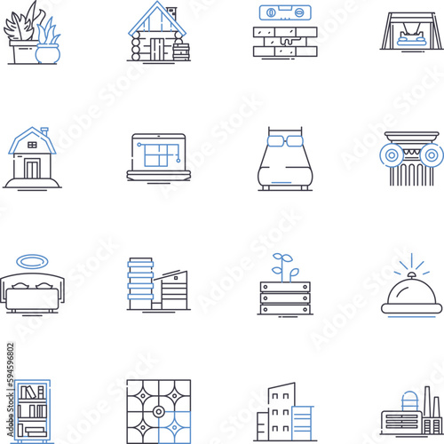 Refashioning line icons collection. Upcycling, Recycling, Repurposing, Sustainable, Thrifting, Altering, Peplum vector and linear illustration. Hemming,Patchwork,Reworking outline signs set