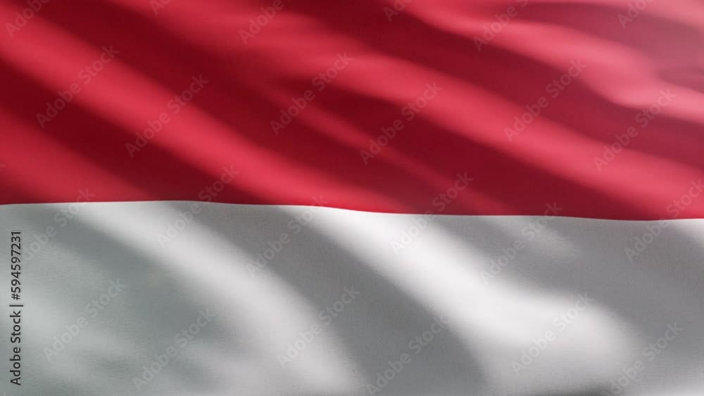 Swinging the Indonesia country flag symbol with red and white horizontal stripes. Asian country flag representing people of Indonesia. National country flag of the islands of Indonesia Republic Swinging the Indonesia country flag symbol with red and white horizontal stripes. Asian country flag representing people of Indonesia. National country flag of the islands of Indonesia Republic