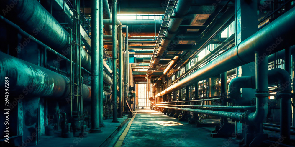 an industrial setting with pipes inside of it an industrial setting with pipes inside of it