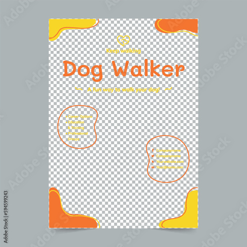 Dog Walker Flyer Template. A clean, modern, and high-quality design of Flyer vector design. Editable and customize template flyer