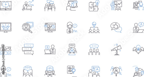 Questioning and retorts line icons collection. nterrogation, Inquisition, Inquiry, Skepticism, Challenge, Sarcasm, Doubt vector and linear illustration. Cynicism, Rebuke, Mockery outline signs set