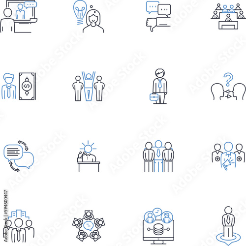 Empowering line icons collection. Strength, Courage, Inspiration, Confidence, Motivation, Resilience, Self-belief vector and linear illustration. Agency,Empowerment,Progress outline signs set