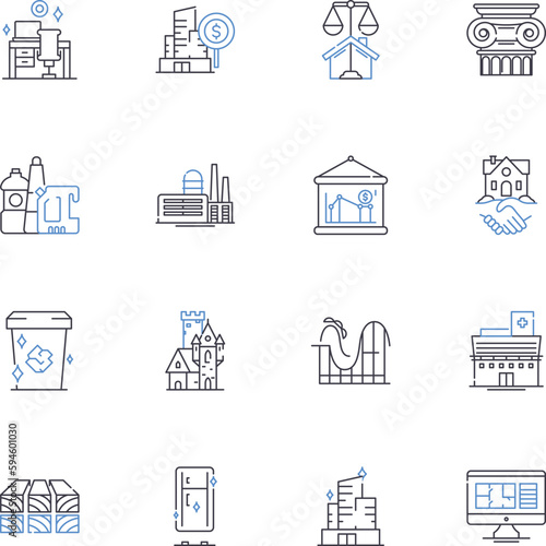 Rental property line icons collection. Lease, Tenant, Landlord, Property, Rent, Rental, Agreement vector and linear illustration. Apartment,House,Condo outline signs set