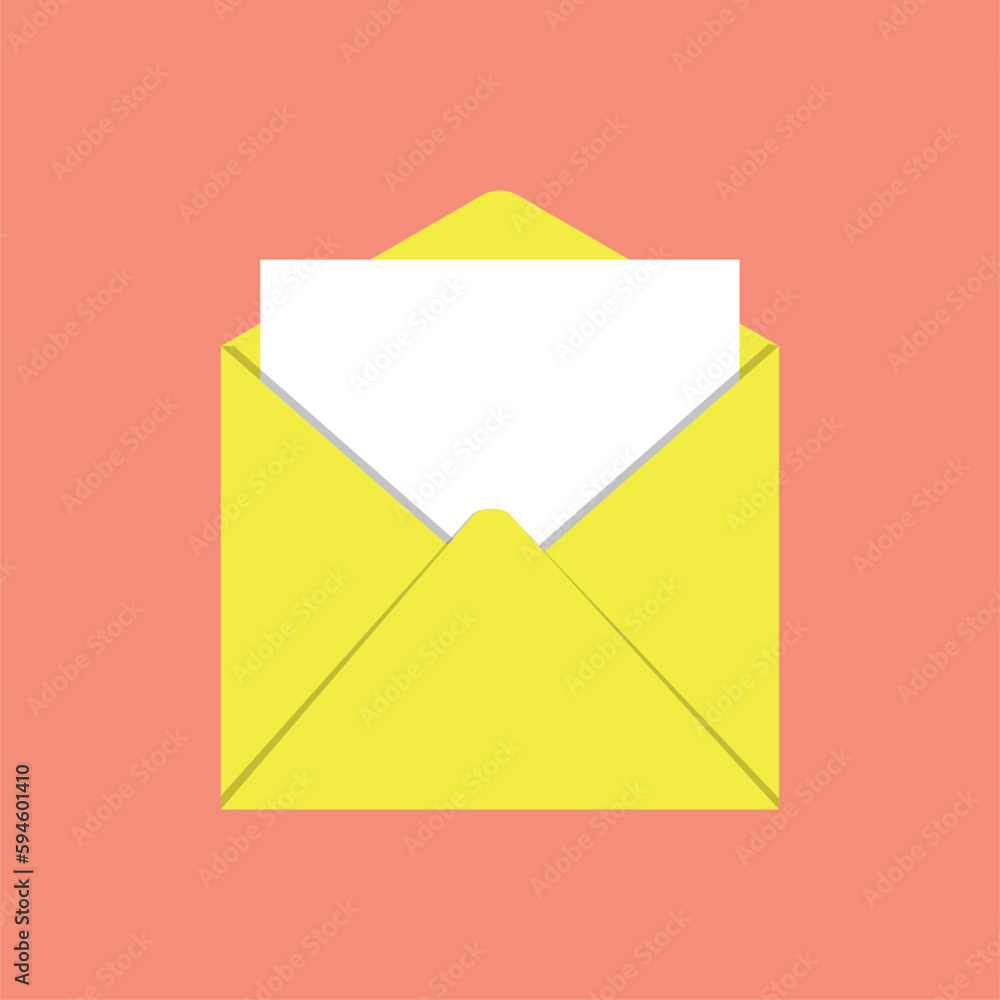 Yellow letter envelope on background with orange tone, envelope vector illustration. Yellow letter envelope on background with orange tone, envelope vector illustration.