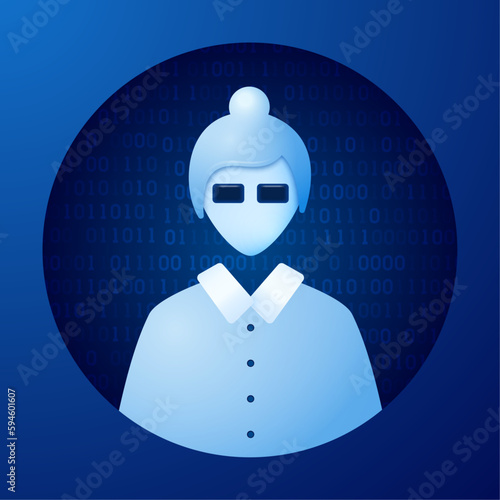 The concept of a teacher bot with artificial intelligence. Vector 3d illustration.
