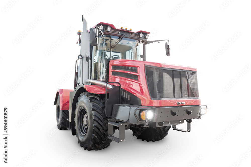 Red heavy wheeled tractor isolated on transparent background Red heavy wheeled tractor isolated on transparent background