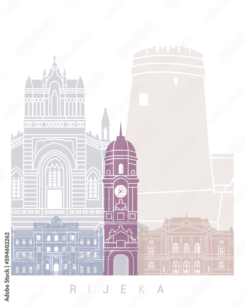 Obraz premium RIJEKA SKYLINE POSTER PASTEL