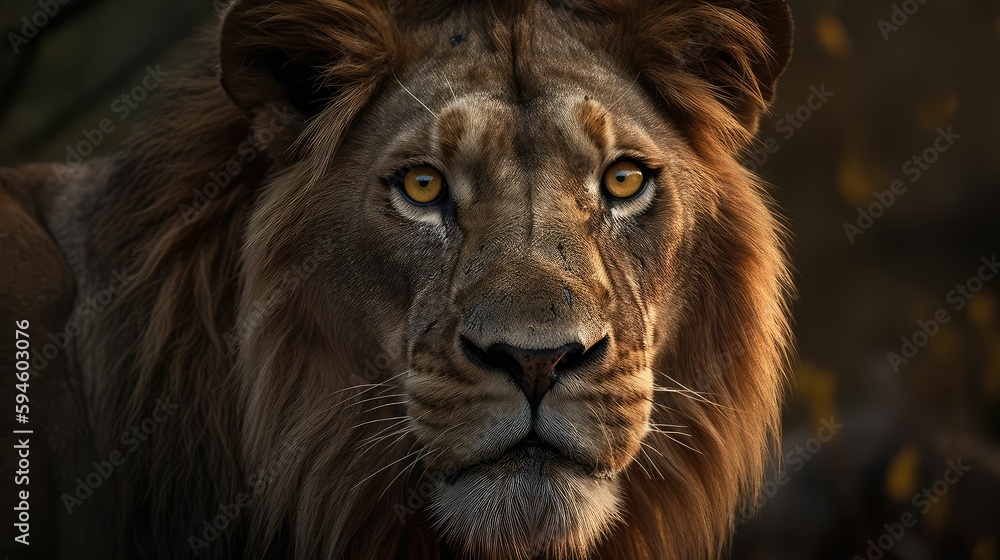 Lion king isolated on black.. Created with generative AI Lion king isolated on black.. Created with generative AI