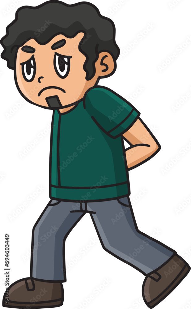 Sad Man Walking Cartoon Colored Clipart 