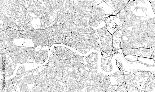 Fotografia, Obraz Monochrome city map with road network of London