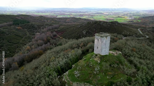 castle-tower, da pena, on mountain peak of xinzo de limia, ourense, spain photo