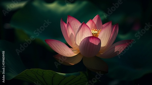 peaceful aura of a lotus close-up. AI generated