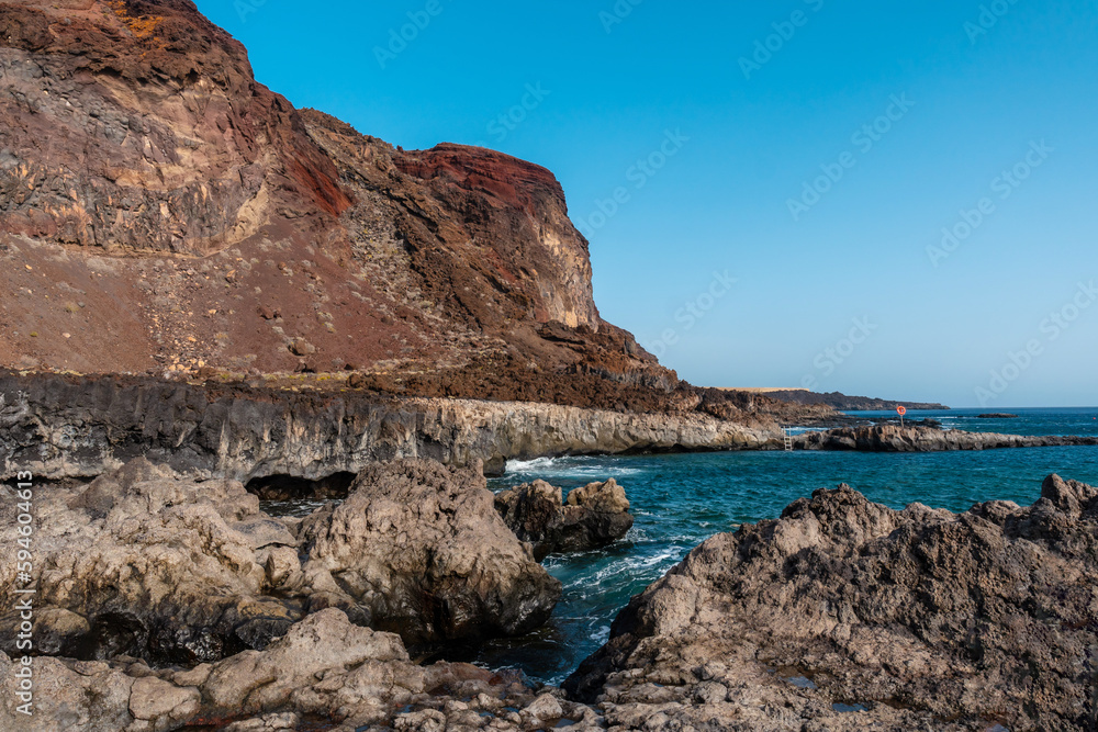 Beautiful volcanic coast at Tacoron beach in El Hierro, Canary Islands