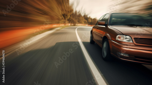 car on road. motion blur. speed Generative AI