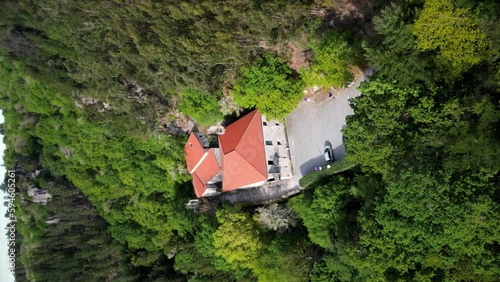 VERTICAL DRONE SHOT monastery of san pedro of rocas, esgos, ourense, spain photo