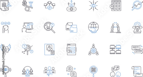 Counterpart associations line icons collection. Reflections, Duality, Mirroring, Nerking, Collaboration, Partnership, Synergies vector and linear illustration. Dualism,Reciprocity,Compatibility photo