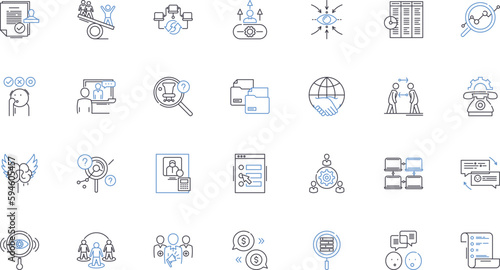 Counterpart associations line icons collection. Reflections, Duality, Mirroring, Nerking, Collaboration, Partnership, Synergies vector and linear illustration. Dualism,Reciprocity,Compatibility
