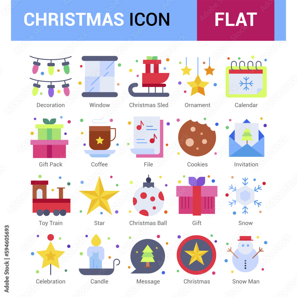 Set of christmas icons. Vector Illustration.