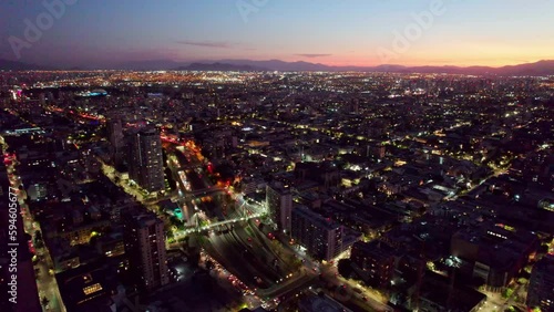 Wallpaper Mural Slow aerial orbit of Autopista Central with subway track during rush hour
 Torontodigital.ca