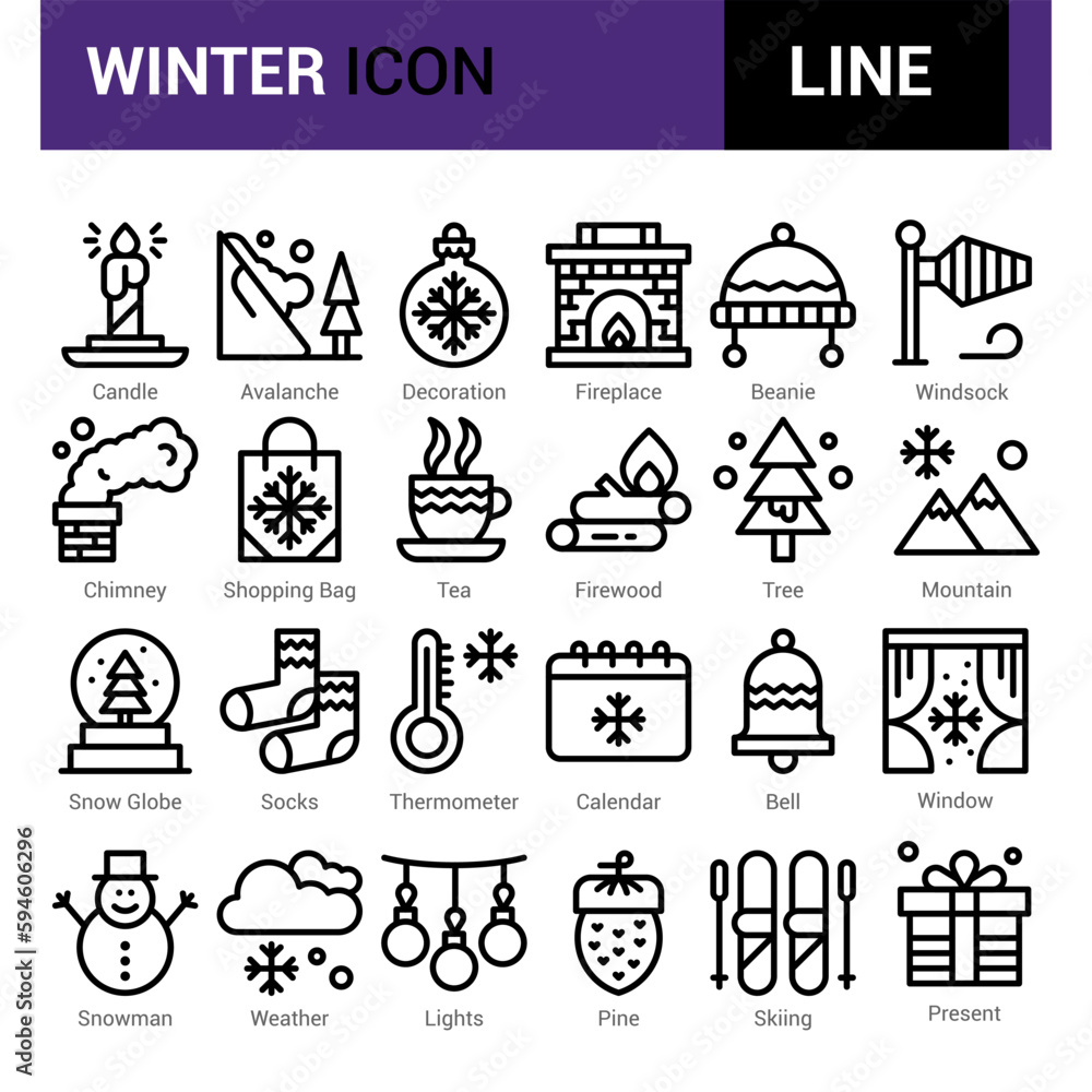 Set of winter icons. Vector Illustration. Set of winter icons. Vector Illustration.