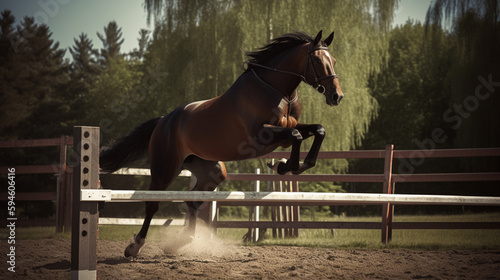jumping hourse, front view