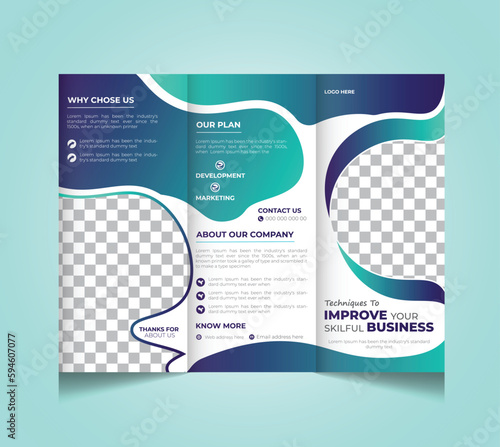 business trifold brochure template. Modern, Creative and Professional  brochure vector design. Simple and minimalist promotion layout