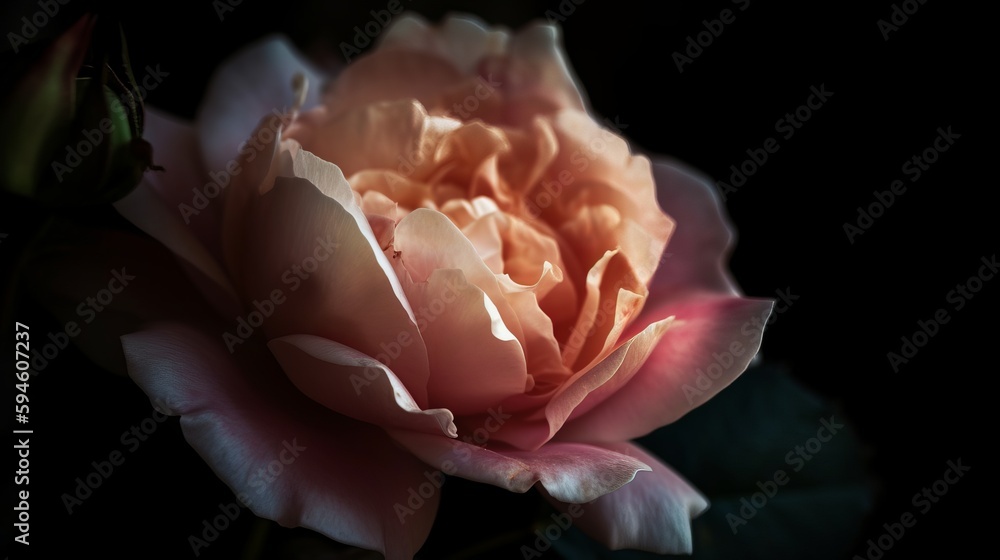 The delicate petals of a rose. AI generated