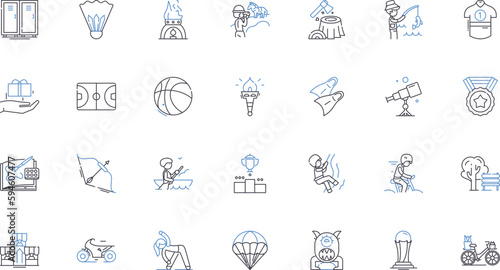 Extracurricular activities line icons collection. Clubs, Sports, Dance, Painting, Music, Theater, Debate vector and linear illustration. Robotics,Volunteering,Chess outline signs set