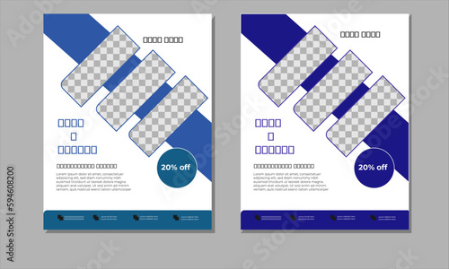 Travel flyer template for holiday in blue color. A4 size travel brochure design.