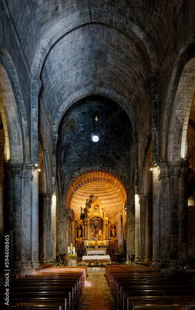 Interior View of Sisteron's Romanesque Cathedral