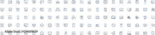 Press line icons collection. Publish, Newspaper, Media, Journalism, Editor, Headline, Reporter vector and linear illustration. Pressroom,Communication,Print outline signs set