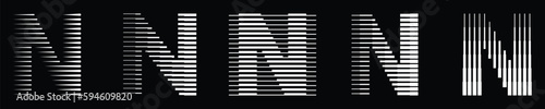 Letter N Abstract Geometric Line Logo Set