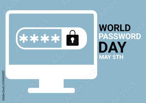 World Password Day. May 5Th. Template for background, banner, card, poster with text inscription. Vector illustration.