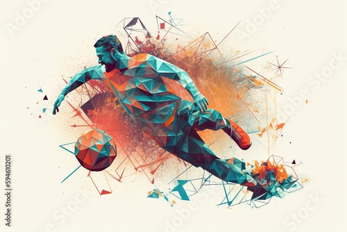 A Man Kicking A Soccer Ball With A Splash Of Paint On It Sports Bar Sports Photography Infographic Design Generative AI