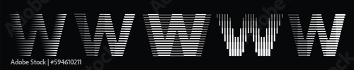 Letter W Alphabet Abstract Monogram Line Art Logo Vector Set