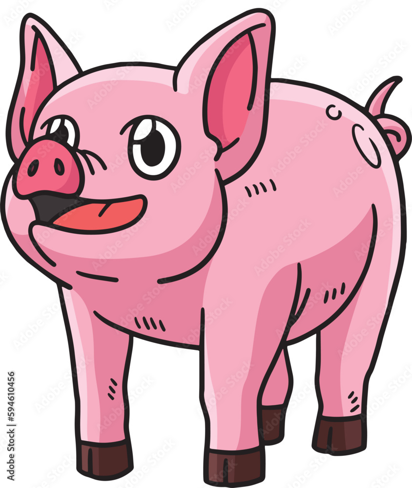 Pig Cartoon Colored Clipart Illustration