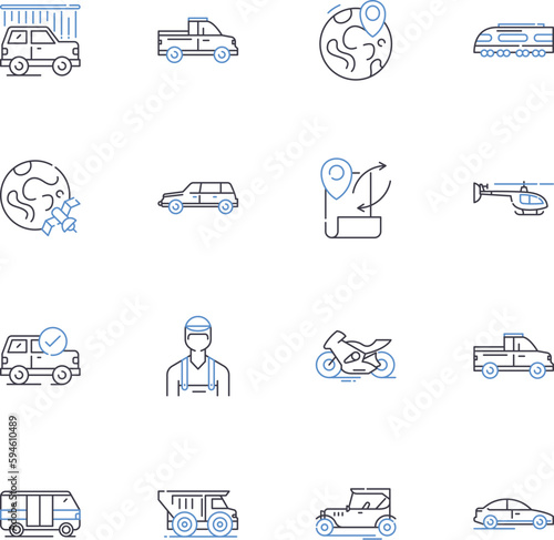 Freight line icons collection. Shipment, Cargo, Logistics, Transport, Delivery, Trailer, Container vector and linear illustration. Carrier,Haulage,Import outline signs set