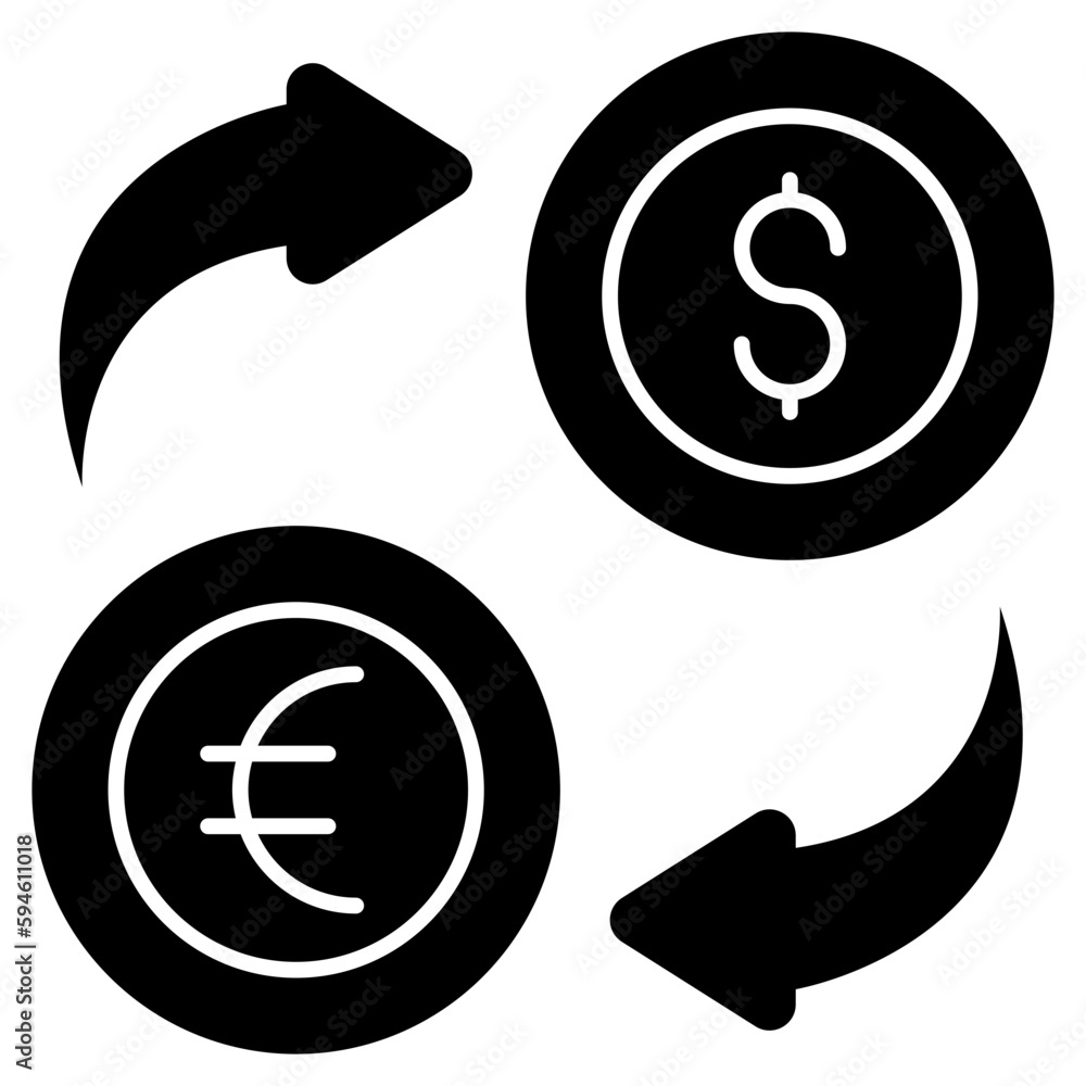 Conceptual design icon of dollar to euro Conceptual design icon of dollar to euro