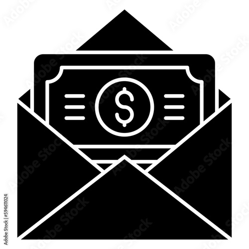 Money envelope icon in flat design