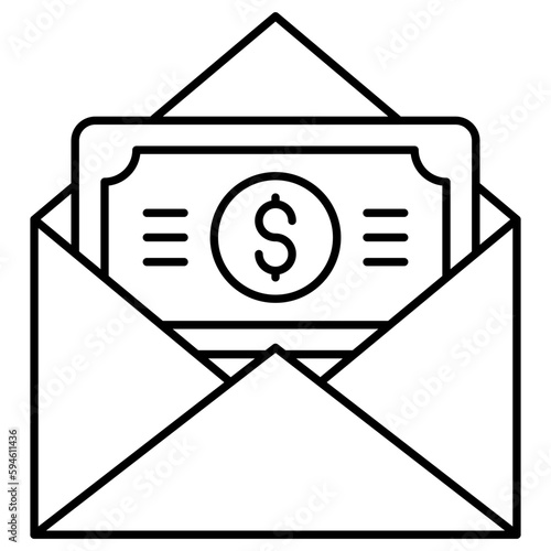 Money envelope icon in flat design