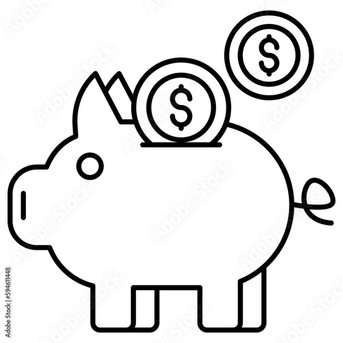 Dollar with penny showcasing piggy bank savings icon