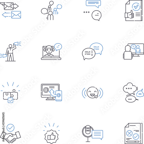 Comments line icons collection. Opinion, Feedback, Response, Review, Critique, Remark, Commentator vector and linear illustration. Dialogue,Input,Statement outline signs set