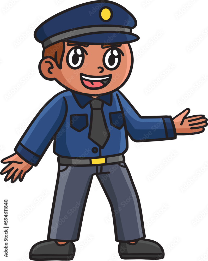 Policeman Cartoon Colored Clipart Illustration