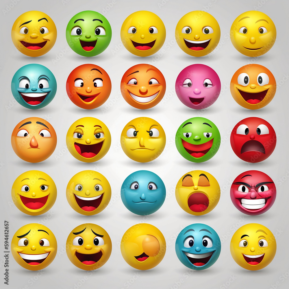 Fototapeta premium whatsapp scoial media smiley, set of smiles, faces, smileys