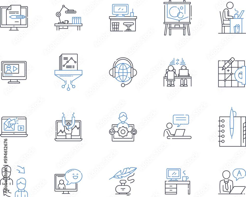 Annual convention line icons collection. Gathering, Symposium, Conference, Forum, Meetup, Summit, Assembly vector and linear illustration. Event,Congress,Rally outline signs set