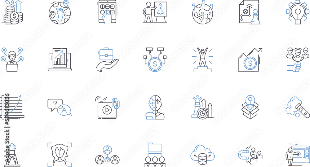 Advancement tools line icons collection. Progression, Advancement, Growth, Development, Improvement, Upgrade, Enhancement vector and linear illustration. Evolution,Innovation,Transformation outline