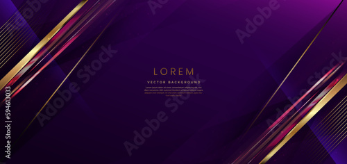 Abstract luxury dark purple background with diagonal gold lines. Template premium award design.
