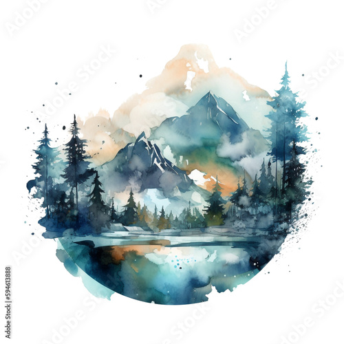 Mountain Forest, transparent background PNG, with Generated AI technology