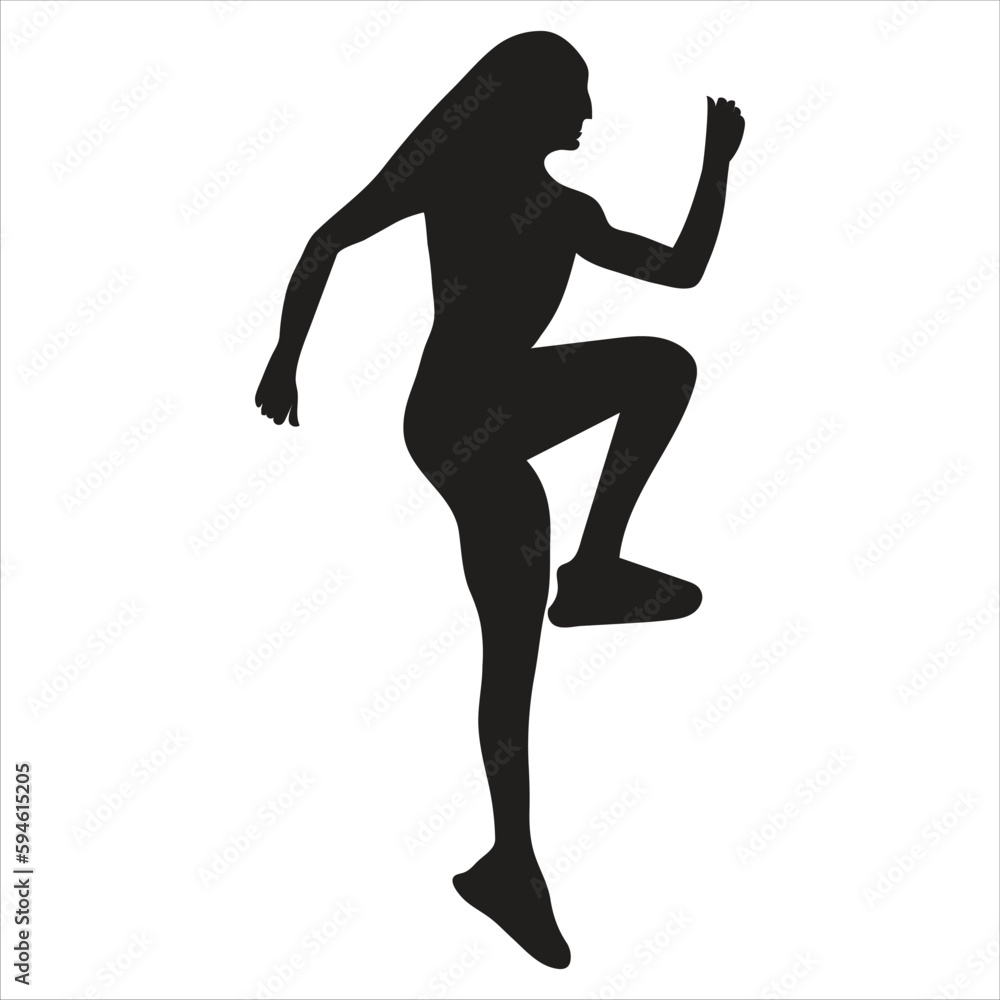 A female model jumping. silhouettes illustration